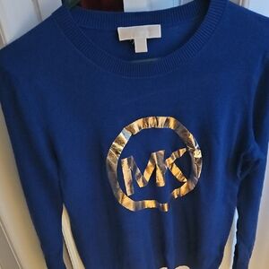 Michael Kors Royal Blue Sweater with Gold Emblem